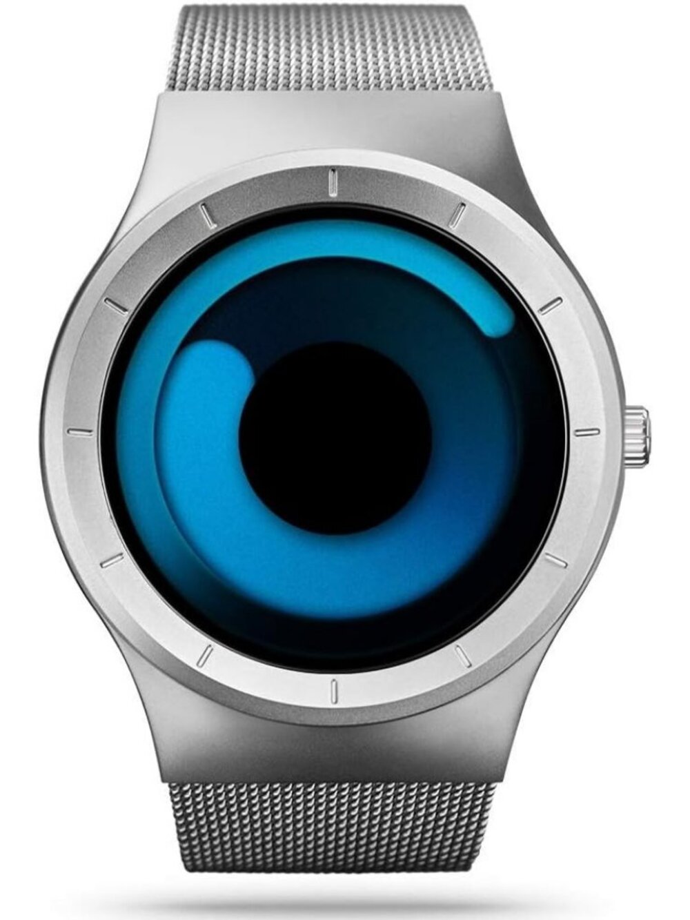 Men's Silver Blue Creative Original Design Steel Mesh Unique Fashion Wrist Watch
